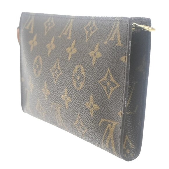 LOUIS VUITTON LV Logo Bucket GM Pouch Bag Monogram Leather Brown Gold 05EE980 - Picture 4 of 14